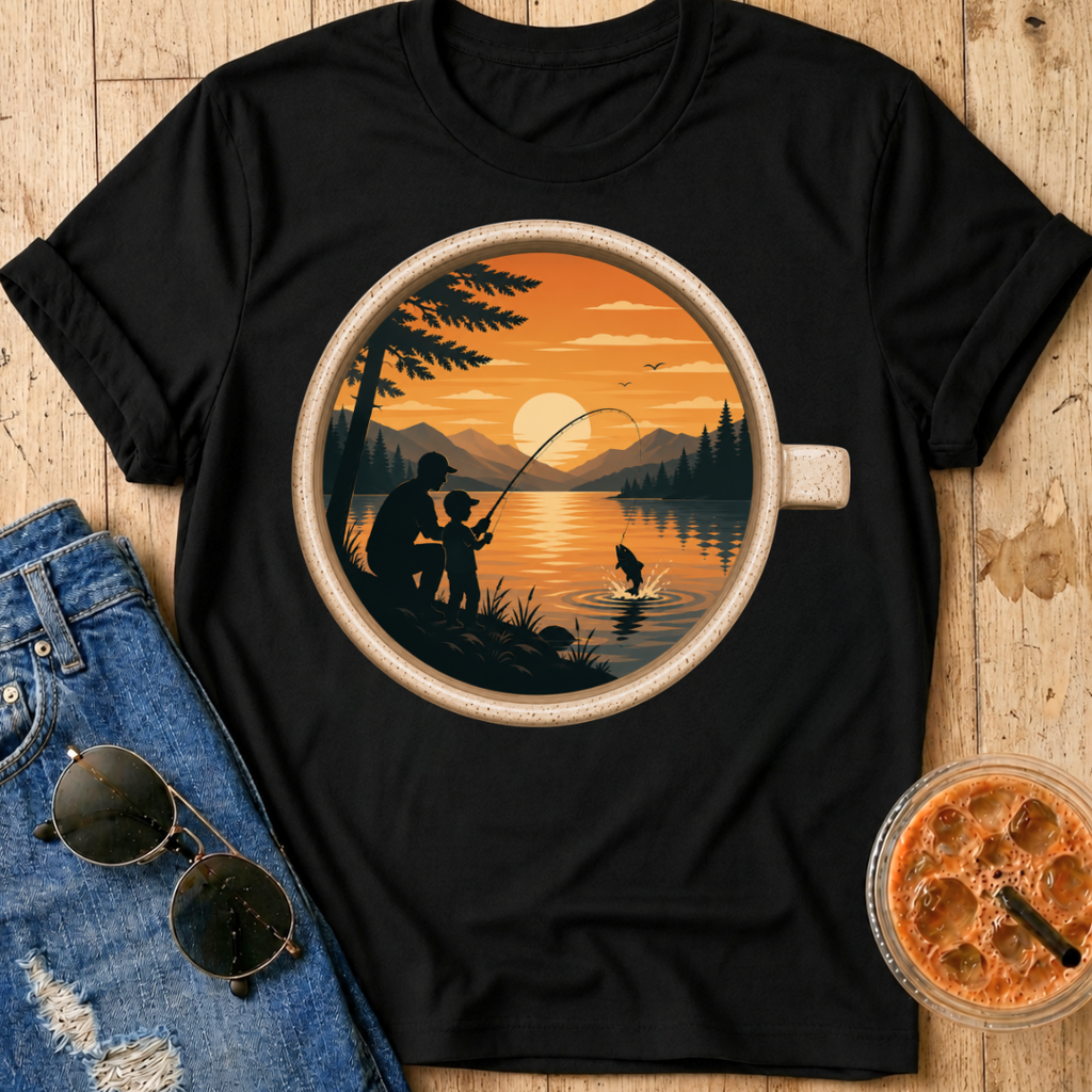 Fishing Coffee Cup T-Shirt