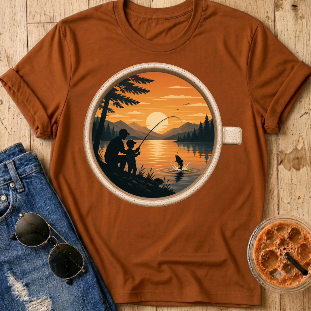 Fishing Coffee Cup T-Shirt