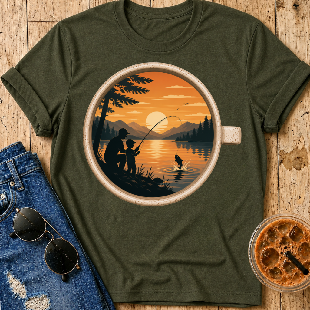 Fishing Coffee Cup T-Shirt