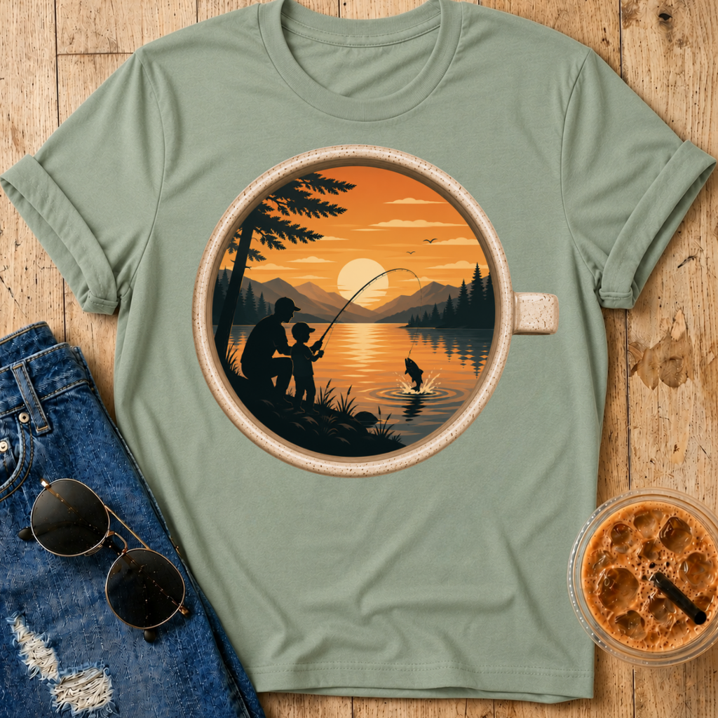Fishing Coffee Cup T-Shirt