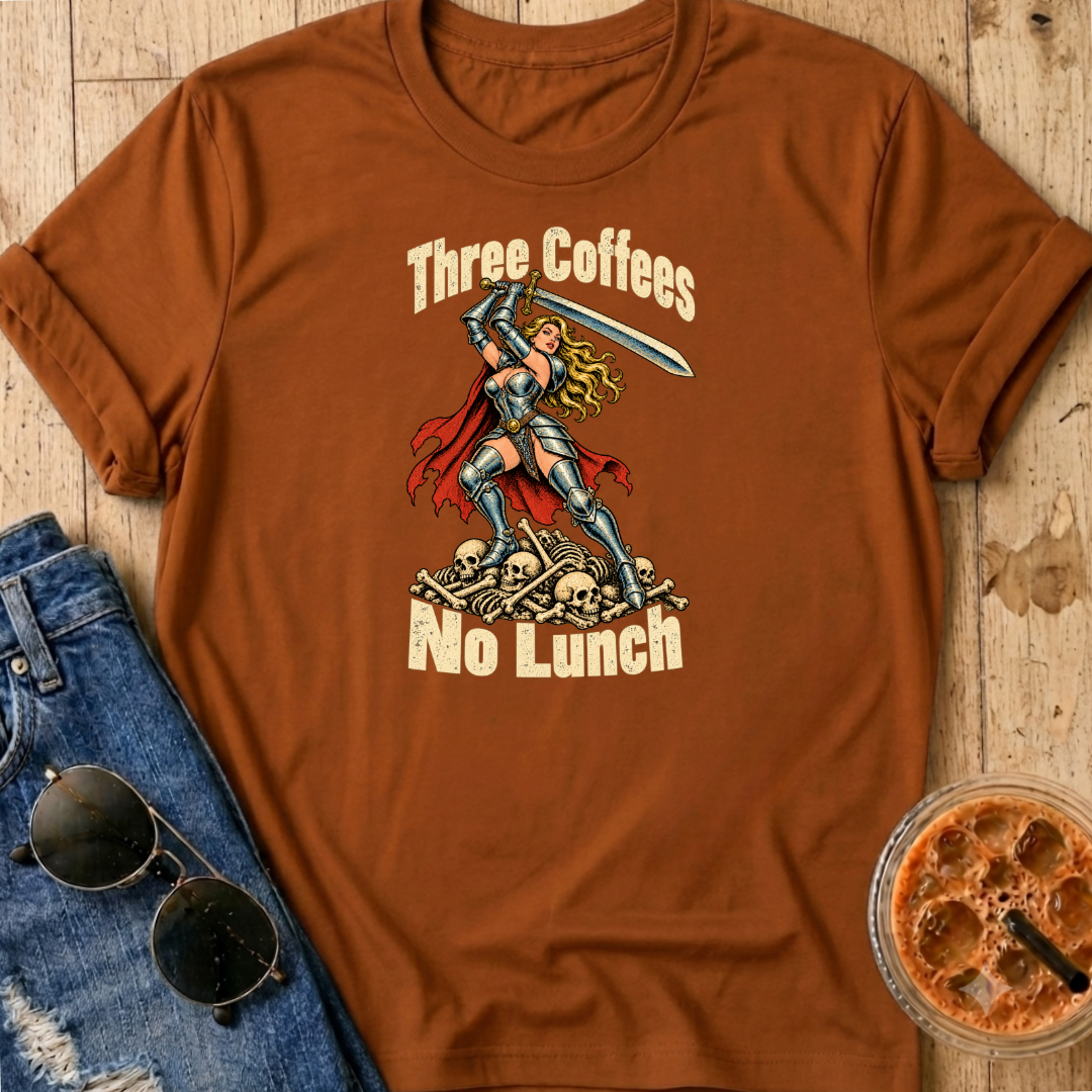 Three Coffees No Lunch T-Shirt