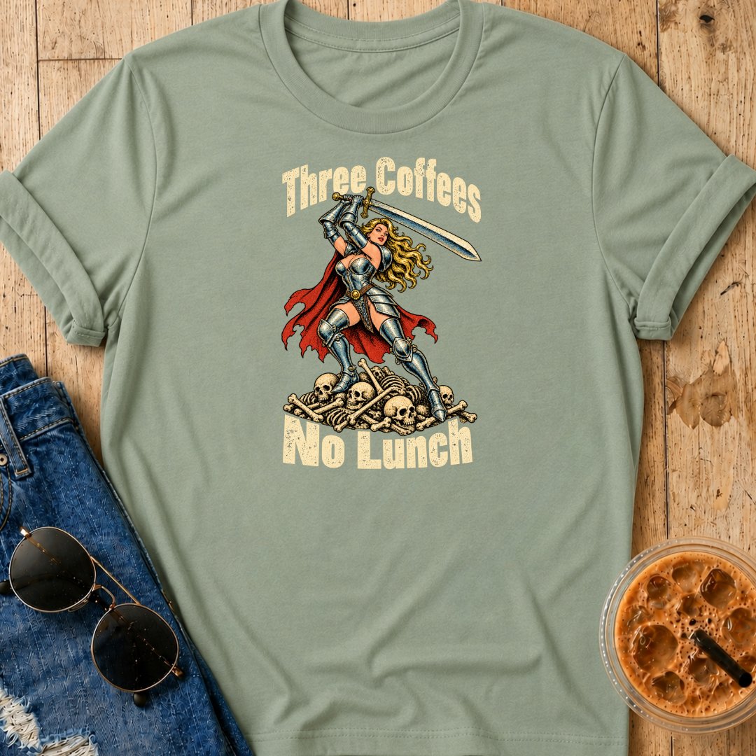 Three Coffees No Lunch T-Shirt
