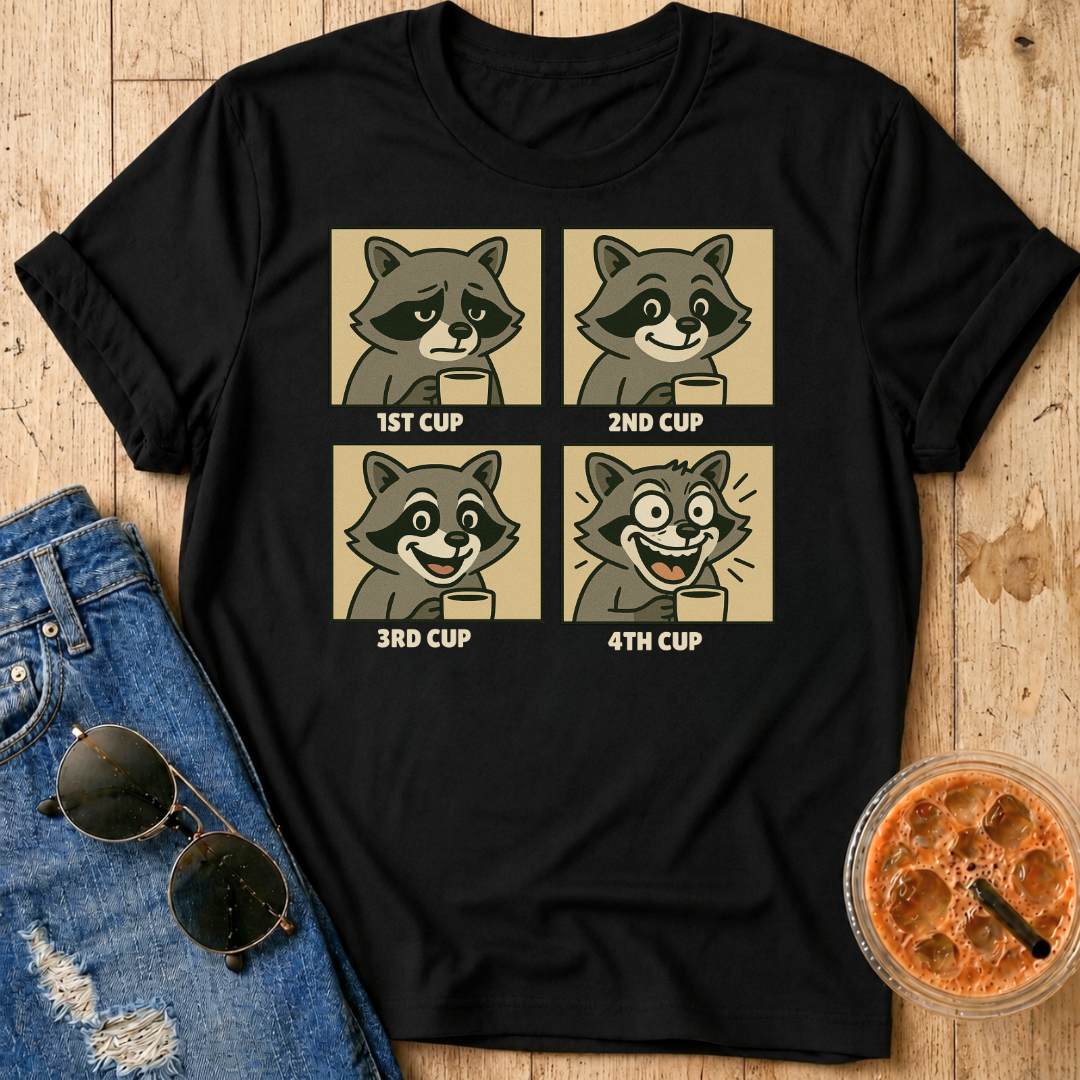 Coffee Mood Raccoon T-Shirt