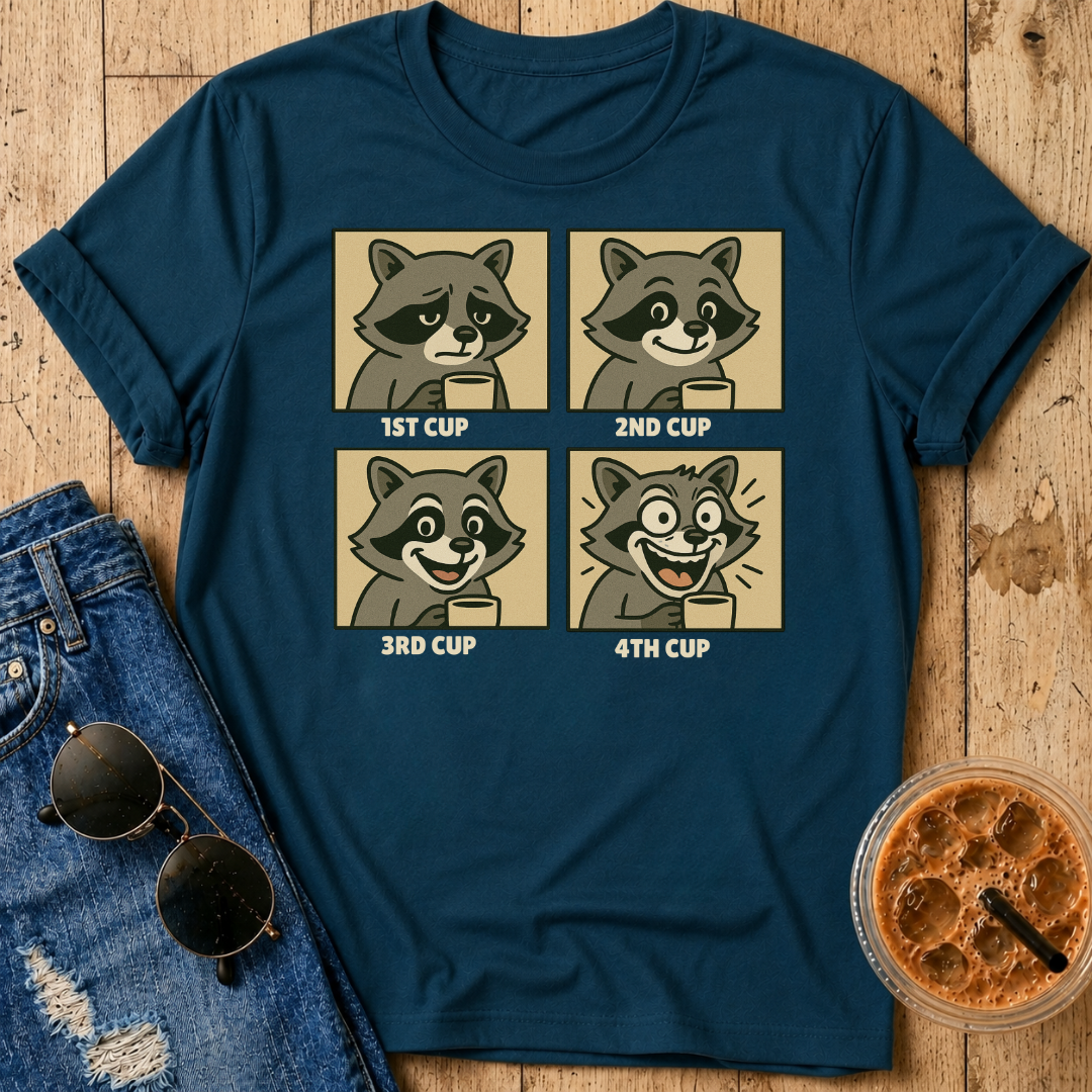 Coffee Mood Raccoon T-Shirt