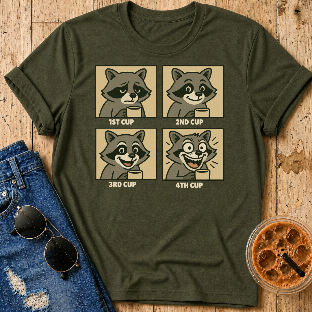 Coffee Mood Raccoon T-Shirt