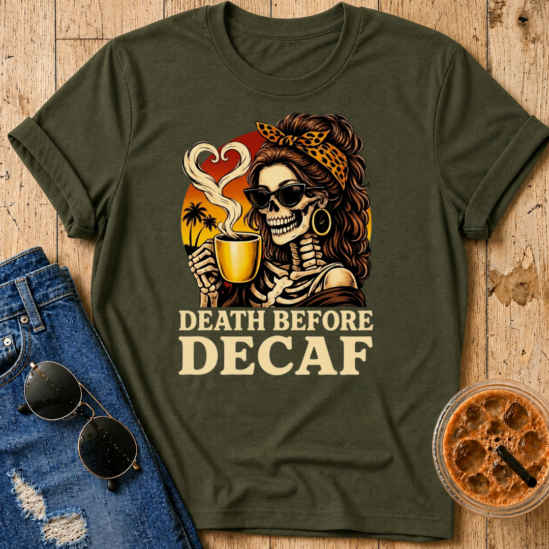 Death Before Decaf T‑Shirt